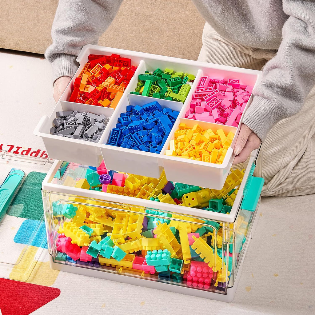 Vtopmart 24 QT Clear Plastic Craft Organizer - Removable Trays & Dividers for Art Supplies | Ideal Storage Box