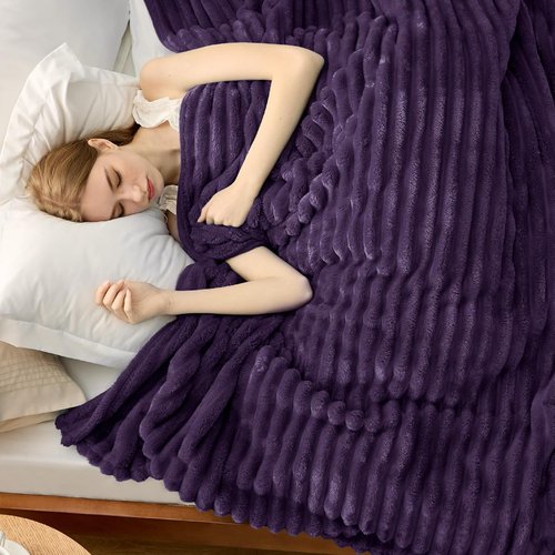 Bedsure GentleSoft California King Size Blanket - Cozy Purple Fleece Throw for Women, 102x96 Inches