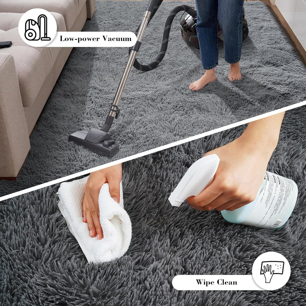 Skiennix Fluffy Shag Area Rug - Soft Grey 2x4 Bedroom & Entryway Decor | Cozy Small Throw Rug