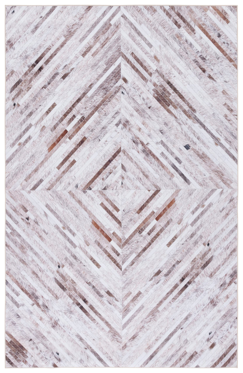 SAFAVIEH Washable Rug Faux Hide Collection - 6' x 9', Beige & Brown, Slip Resistant, Western Rustic Decor, Printed Pattern, Ideal for Living Room, Bedroom, Home Office, Dining Space (FAH526A)