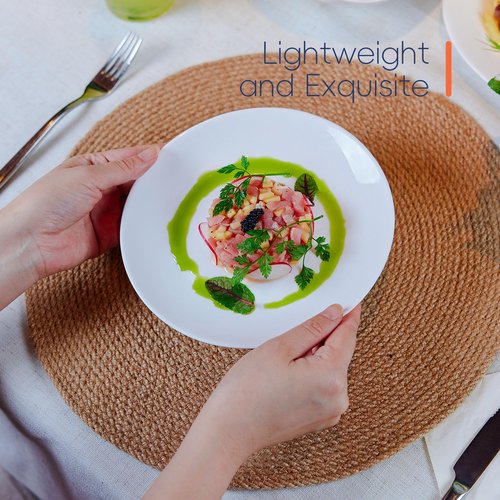 Dinnerware Sets for 6, LaGlint 18 Pieces Opal Glass Plates and Bowls Set, Dishwasher and Microwave Safe Dish Dinning Ware, Chip and Scratch Resistant Dishware White