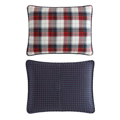 Nautica - Full/Queen Quilt Set, Super Soft Reversible Bedding with Matching Shams, Plaid Home Decor (Rosedale Red, Full/Queen)