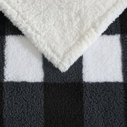 Eddie Bauer - Blanket, Super Soft Reversible Sherpa & Brushed Fleece Bedding, Throw Blankets for Couch, Ideal for Lounging (Black Check)