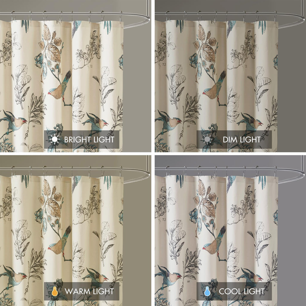 Madison Park Shower Curtain, Bird & Leaf Print, Farmhouse Shower Curtain for Bathroom, Modern Country Bathroom Décor, Machine Washable, Cotton Shower Curtain, Quincy, 72x72" Khaki