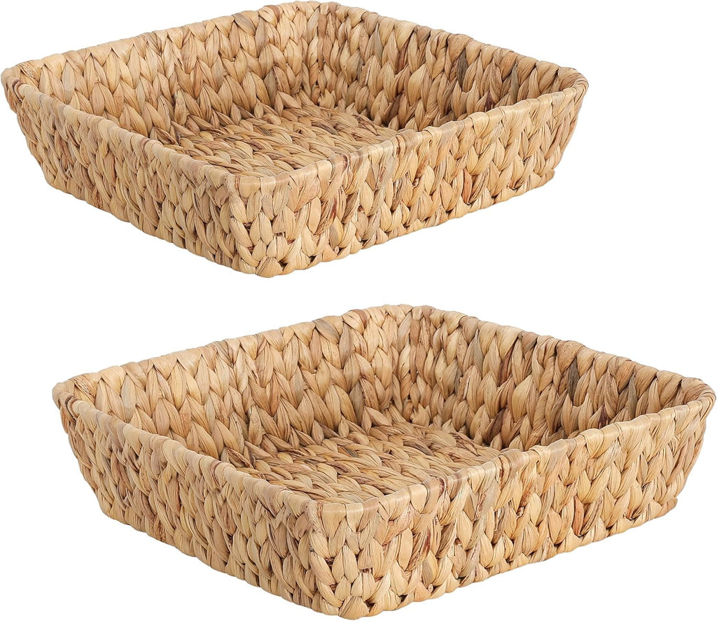 Woven Wicker Decorative Baskets by [Brand Name] - Small Rattan Tray Set for Organizing | Perfect for Gifts, Entryway, and Office