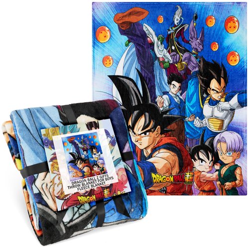 Dragon Ball Z Throw Blanket for Boys, 51x59 in, Goku Anime Fleece Blanket, Throws for Couch, Bed, Sofa, Room Essentials, Gifts for Boys