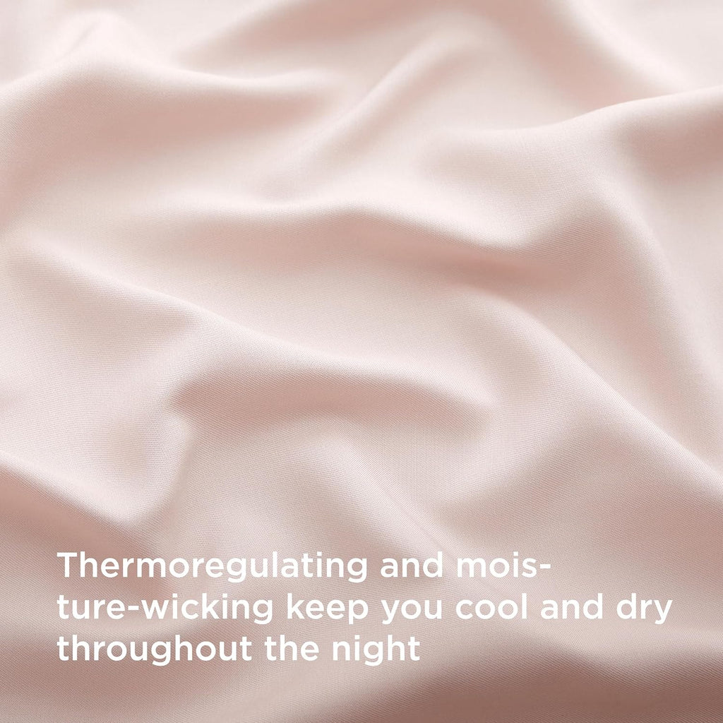 Bedsure Cooling Twin Sheets - Breathable & Soft Rayon from Bamboo | Deep Pocket Up to 16 Inches, Pink