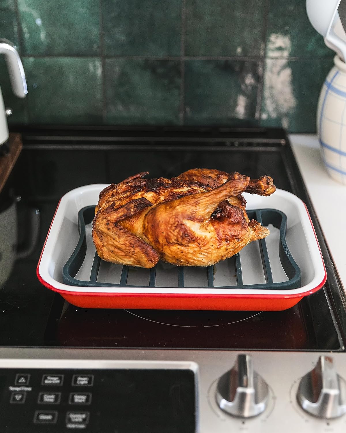 Silicone Kitchen Extra Large Roasting Rack Pan - Dishwasher Safe, BPA Free, Non-Toxic | Navy, 2 Pack