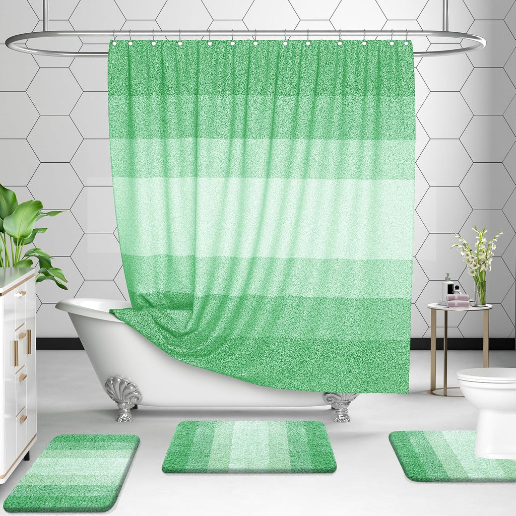 OLANLY Luxury U-Shaped Toilet Rugs - Extra Soft, Absorbent Microfiber Bath Mat | 24x20, Green