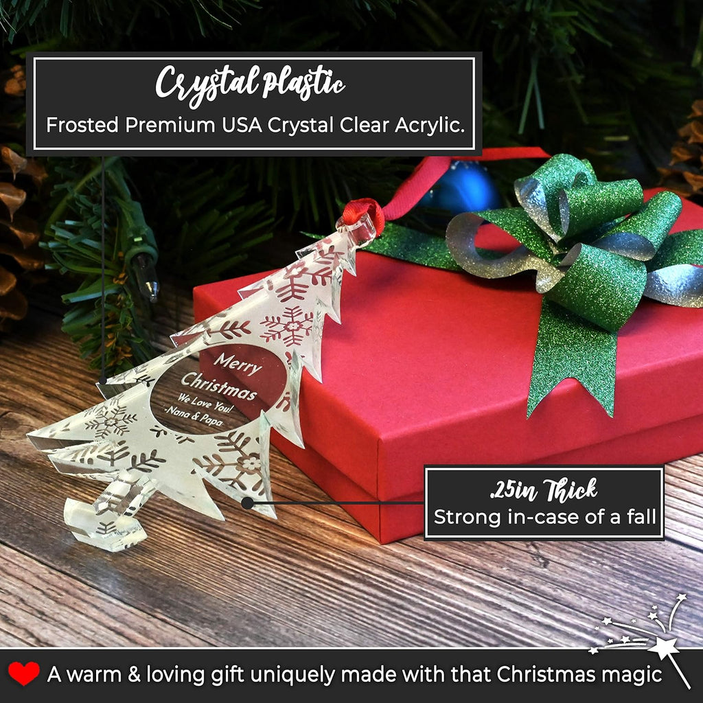 Personalized Christmas Ornaments by [Brand Name] - Unique Gift Box for Engagements, Weddings & Babies | Acrylic Lace Design