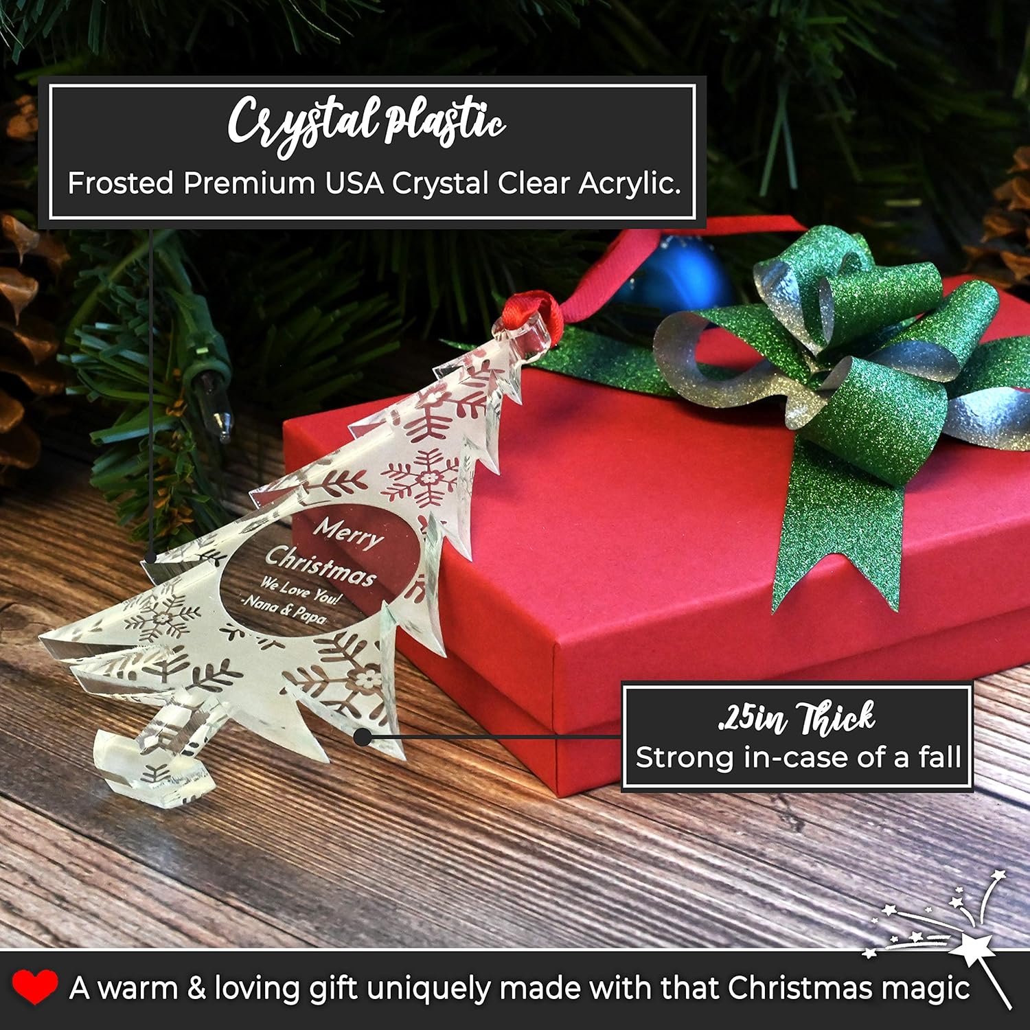 Personalized Christmas Ornaments by [Brand Name] - Unique Gift Box for Engagements, Weddings & Babies | Acrylic Lace Design