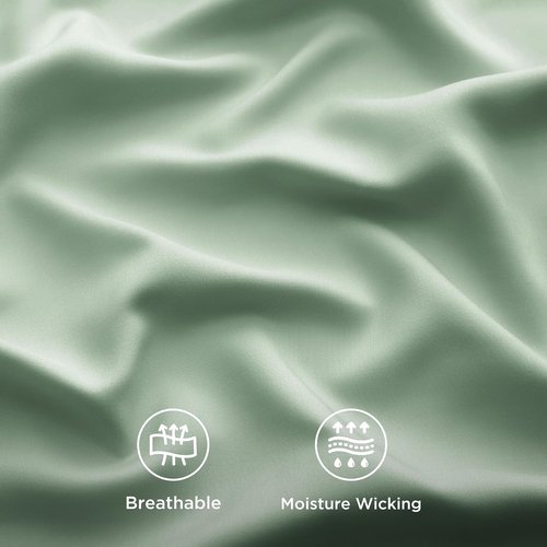 Bedsure Cooling Bed Sheets - Rayon from Bamboo, Breathable & Soft | Full Size, Deep Pocket, Sage Green