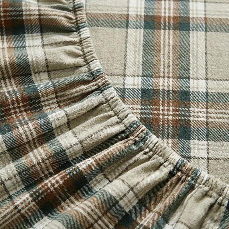 Queen Sheet Set with Fitted Sheet & Pillowcases – Edgewood Plaid Variation