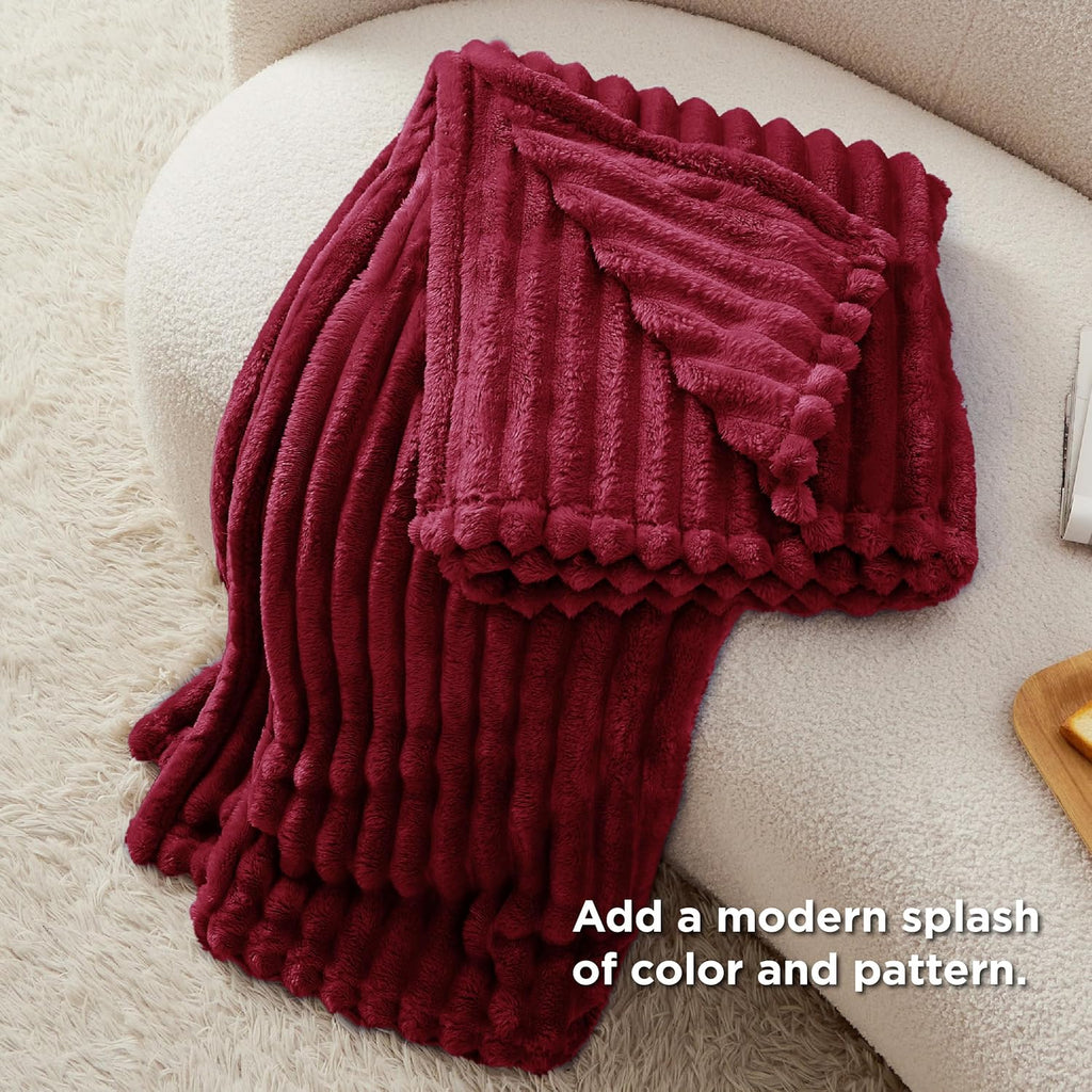 Bedsure GentleSoft Fleece Blanket - Cozy Deep Red Throw for Couch, Perfect 50x70 Inches Size