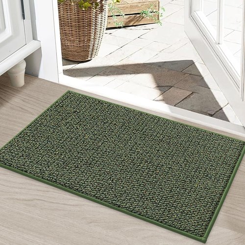 BEQHAUSE Dirt Trapper Door Mat - Non-Slip, Washable, Absorbent | 20" x 32", Green for Entryway