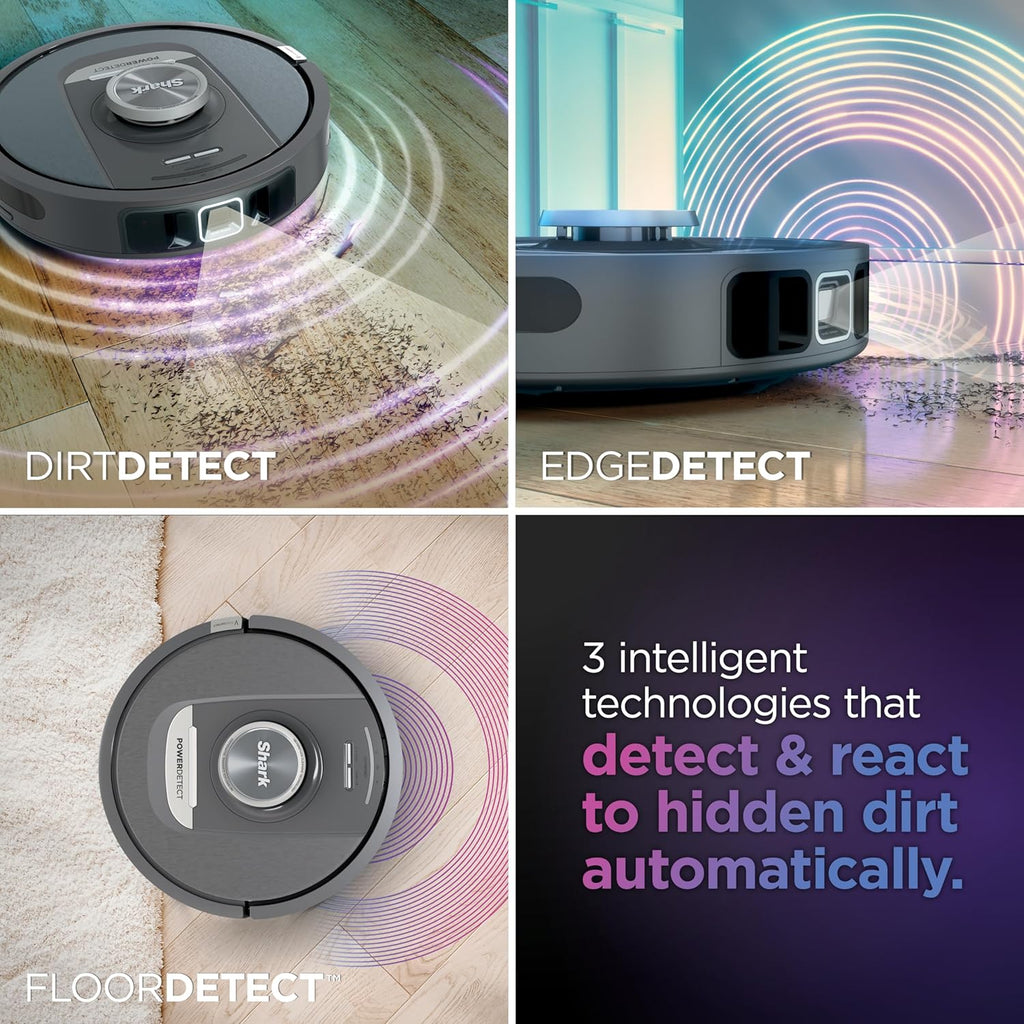 Shark PowerDetect Self-Empty Robot Vacuum - Auto Deep-Clean Carpets & Hard Floors, XL 60-Day HEPA Bagless, Black