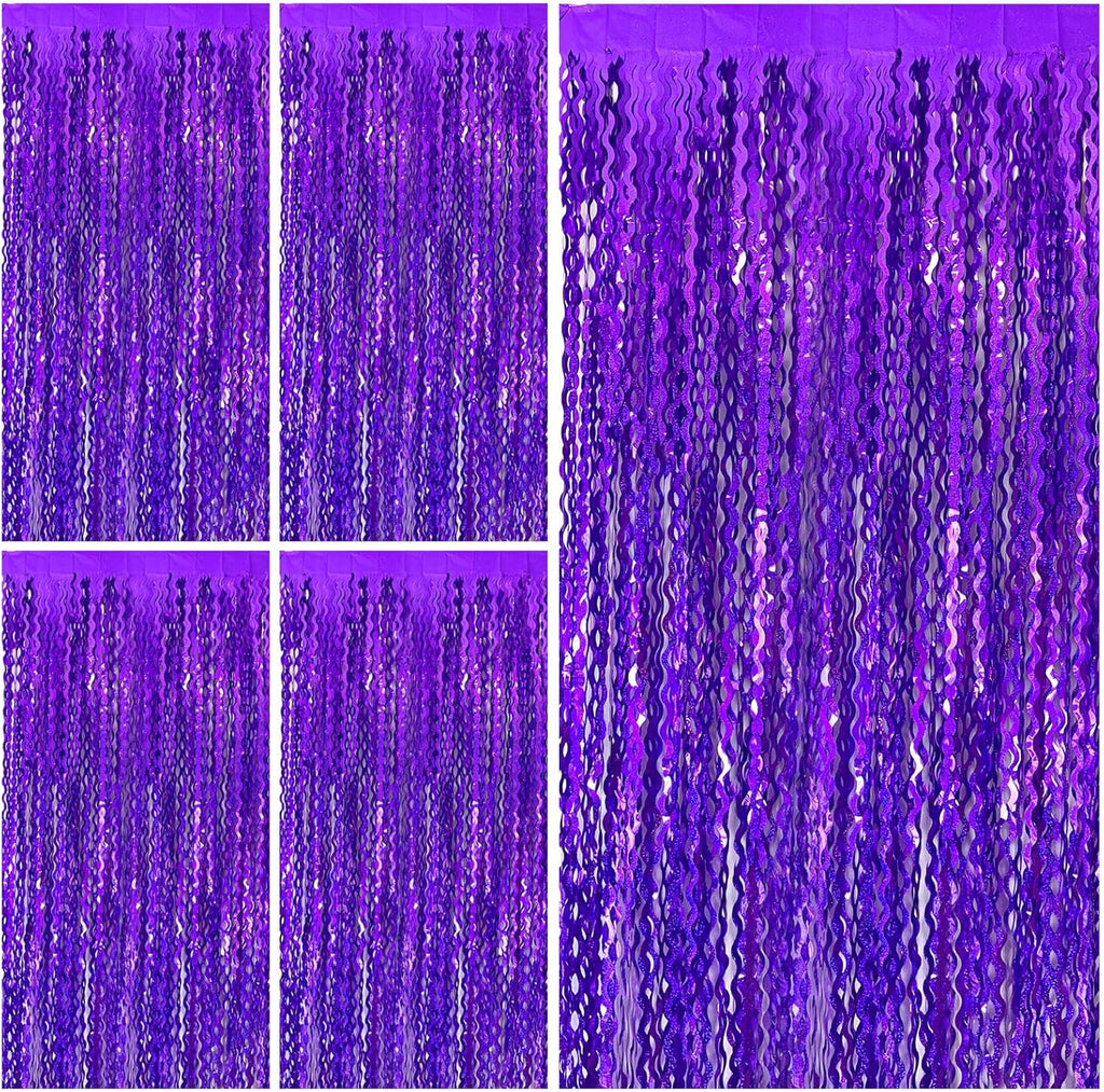 Skiennix Tinsel Foil Fringe Curtains - Sparkling Wavy Backdrop for Party Decorations | Photo Booth Props