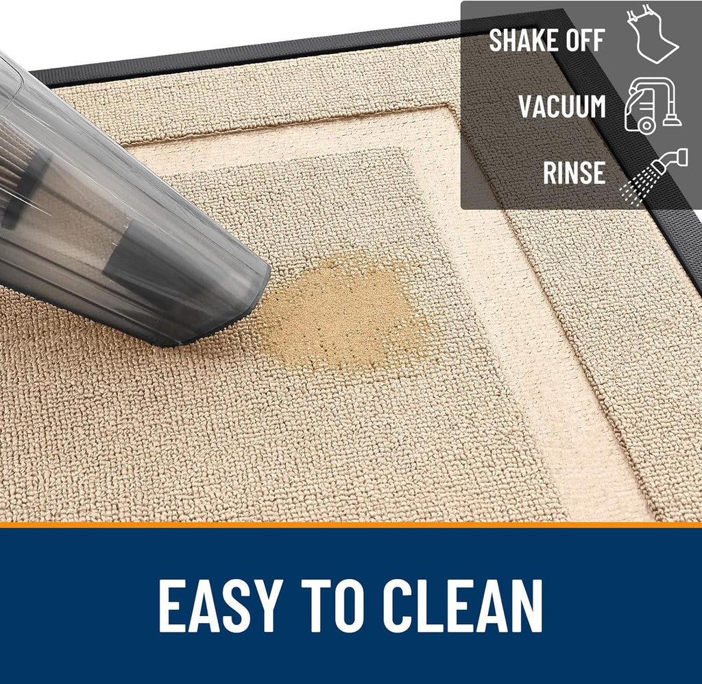 OLANLY Waterproof Front Door Mat - All-Season Indoor/Outdoor Doormat, Easy Clean, 35x23, Off-White