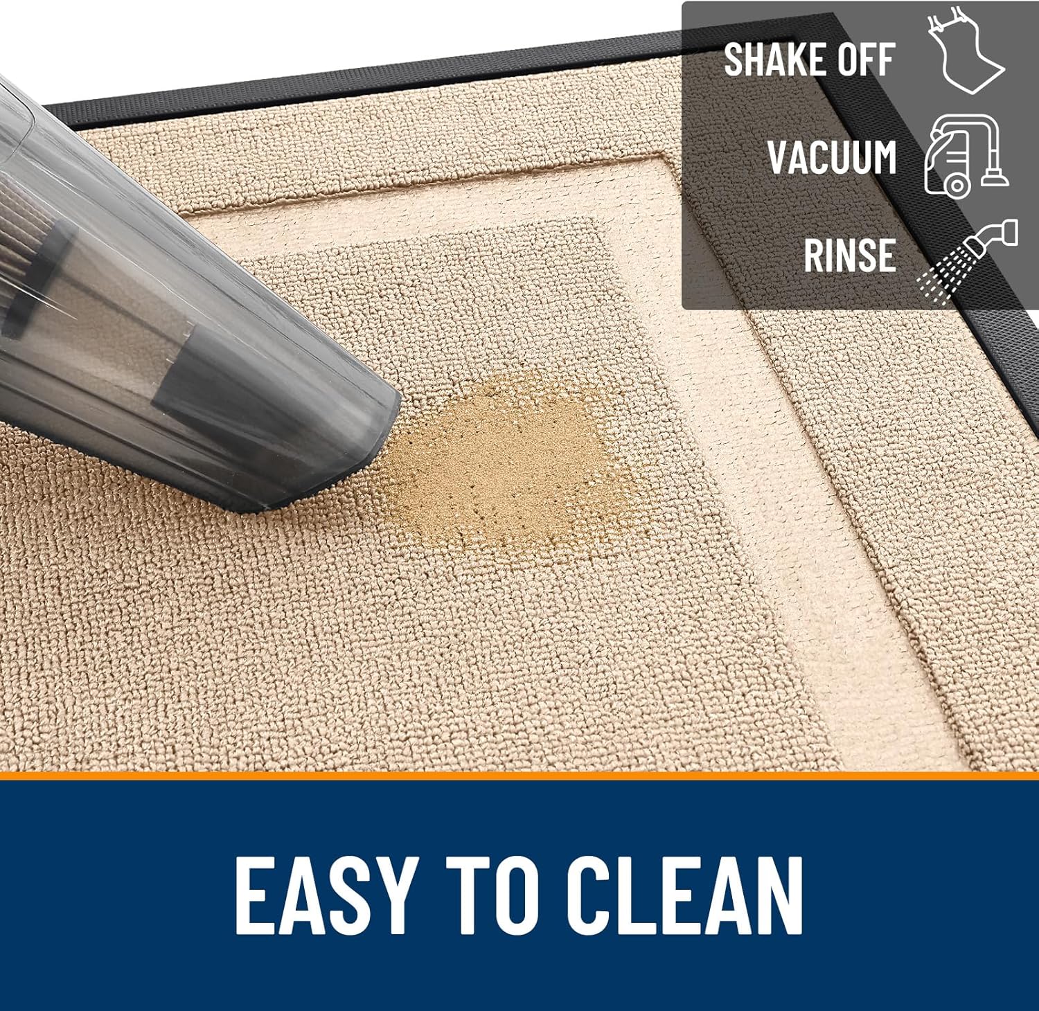 OLANLY Waterproof Front Door Mat - All-Season Indoor/Outdoor Doormat | Sturdy Natural Rubber, Easy Clean, 29.5x17 Off-White
