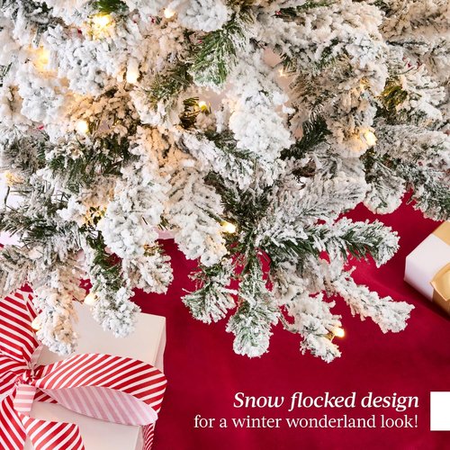 Best Choice Products Pre-Lit Artificial Christmas Tree - 4.5ft Snow Flocked Pine with Easy Assembly & Metal Stand