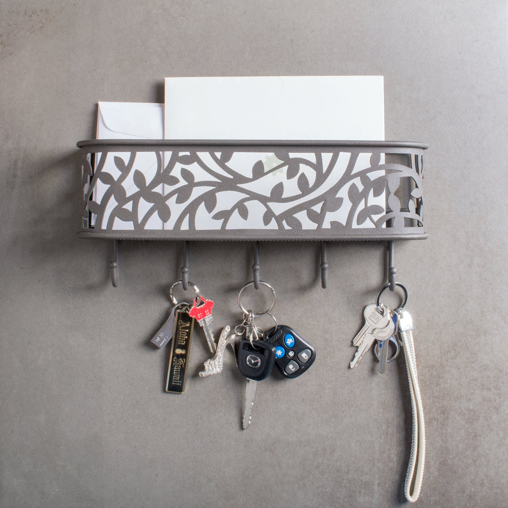 DII Wall Mounted Mail, Letter & Key Holder, Gray, Medium