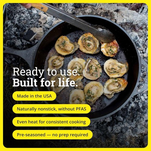 Lodge Seasoned Cast Iron Skillet - 15-Inch Frying Pan for Even Cooking - Easy-Grip Handle & Nonstick Finish