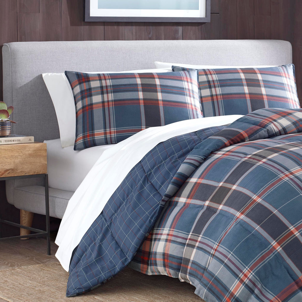 Eddie Bauer - King Comforter Set, Reversible Down Alt Bedding with Matching Shams, Home Decor for Colder Months (Shasta Lake Navy, King)