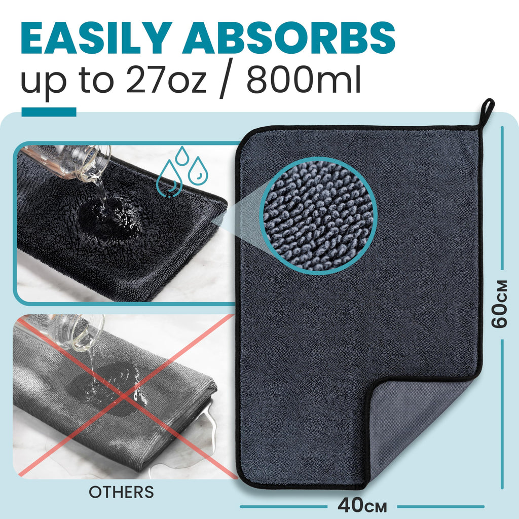 Shiny Bath Shiny Wipes XL Drying Towel, the Original, Ultra Absorbent Twisted-Loop Design, Streak-Free Drying Towel, Shiny Wipes Shower Cleaning Cloths (4 Towel)