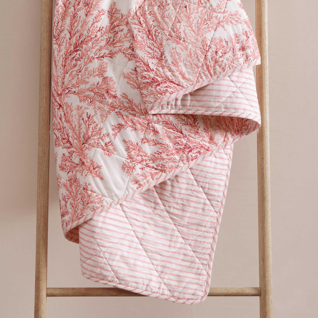 Tommy Bahama - Twin Quilt Set, Reversible Cotton Bedding with Matching Sham, Coral Reef Inspired Bedding Set (Coral Garden, Twin)
