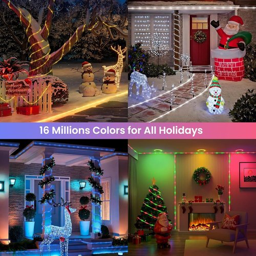 Jnaurb RGB Color Changing Rope Lights - 66ft Smart LED String Lights with Remote & App Control | Waterproof Music Sync for Outdoor & Indoor Use