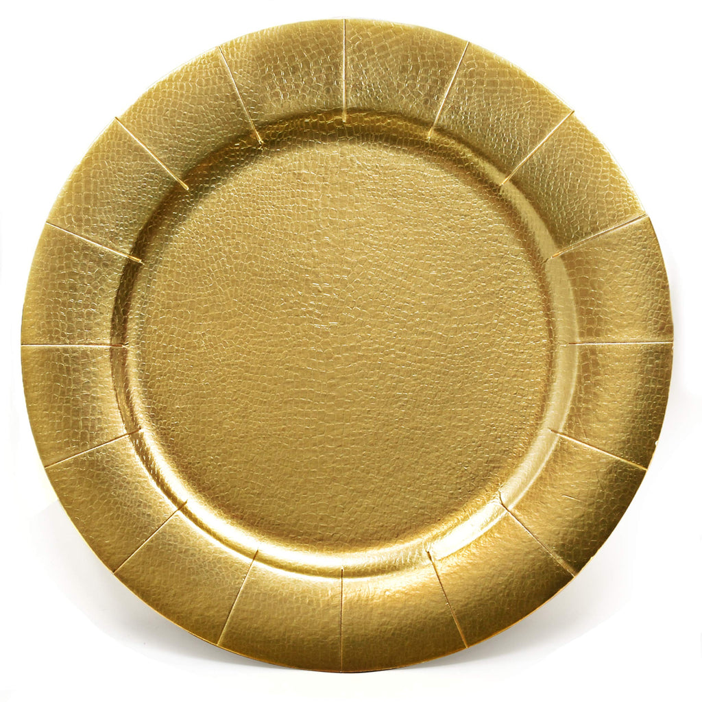 Gift Boutique 120 Disposable Gold Round Charger Plates 13" Dinner Table Serving Tray Plate Heavy Duty Reusable Paper Cardboard Platters for Table Setting Place Mats Cupcake Dessert Wedding Food Safe
