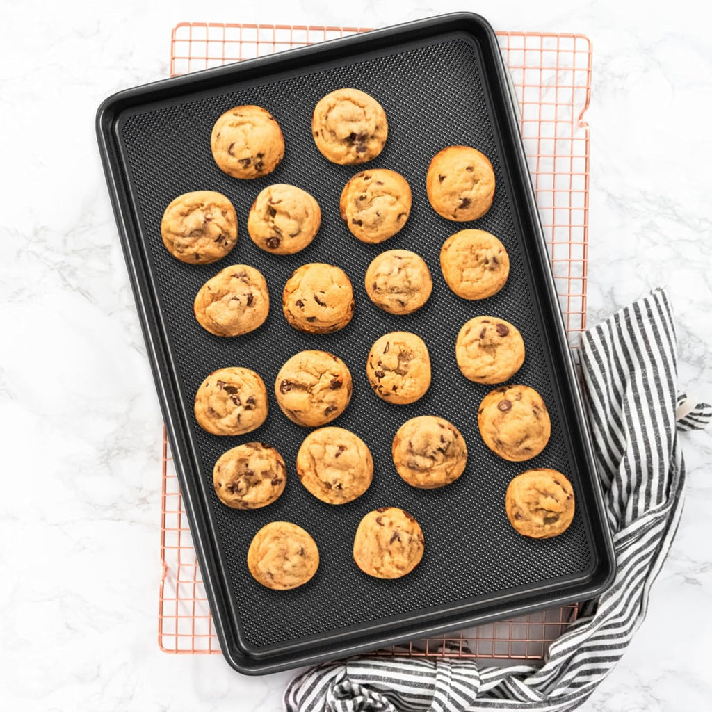 Tiawudi Baking Sheet Pan Set - Heavy Duty Nonstick Cookie Sheets | 0.8mm Carbon Steel, Set of 3