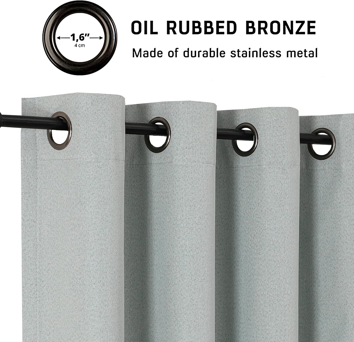 THOOO 100% Blackout Curtains - Natural Linen Texture | 84-Inch Thermal Insulated Grommet Panels in Sage Green for Bedroom & Nursery
