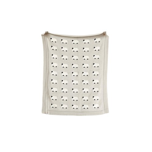 Creative Co-Op Grey Cotton Knit Sheep Blanket