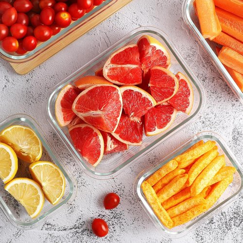 HOMBERKING Borosilicate Glass Meal Prep Containers - Airtight & Leak Proof | 10 Pack, BPA-Free, 36oz & 14oz
