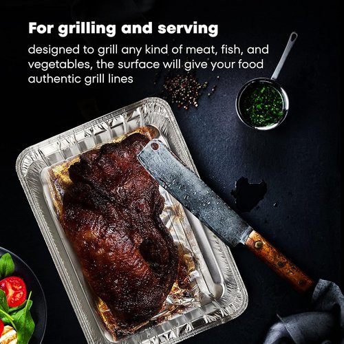 Aluminum Broiler Pans by [Brand Name] - Durable Disposable BBQ Grill Trays | Pack of 25 - 13.40" x 9" x 0.85"
