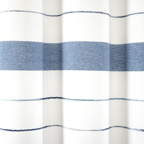 Lush Decor Chic Stripe Yarn Dyed Cotton Blend Shower Curtain Single 72" W x 72" L Navy & Blue - Striped Shower Curtains for Bathroom - Bathroom Curtain