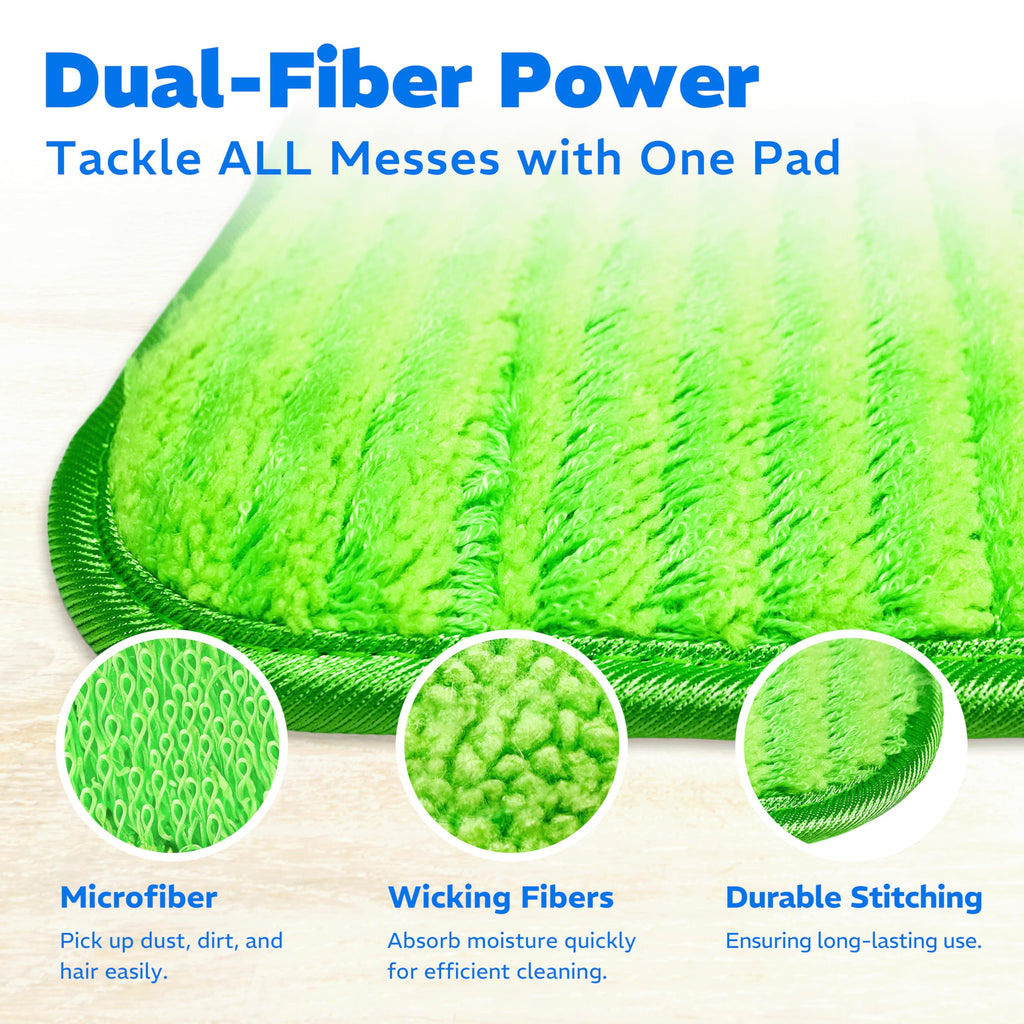 Befanty 4 Pack Reusable Microfiber Mop Pads, Compatible with Swiffer Sweeper, Machine Washable Cloths, Scraper Included, Refills for All Floor Cleaning, Hook and Loop, Wet Dry - 10"- 12"