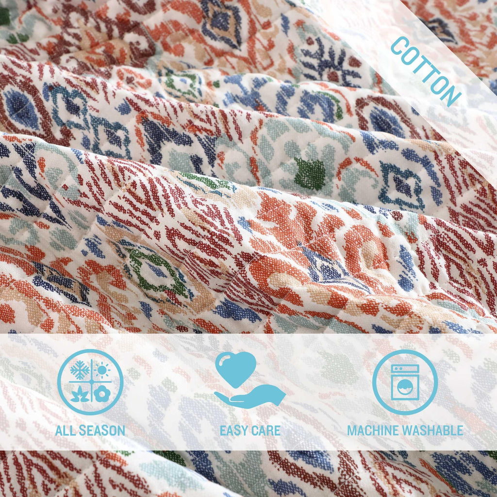 Tommy Bahama - Full/Queen Quilt Set, Premium Cotton Reversible Bedding with Matching Shams, Floral Bedding Set, Oeko-Tex Certified (Ikat Tropics Beige, Full/Queen)
