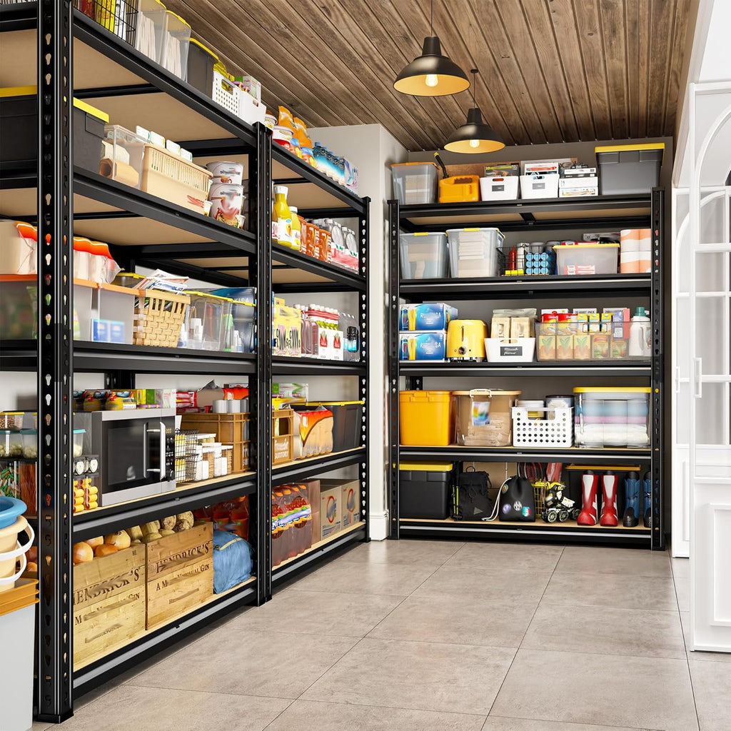 REIBII 5-Tier Heavy Duty Storage Shelves - Adjustable Utility Rack for Garage & Pantry | 35.5" W x 11.9" D x 72" H, Black