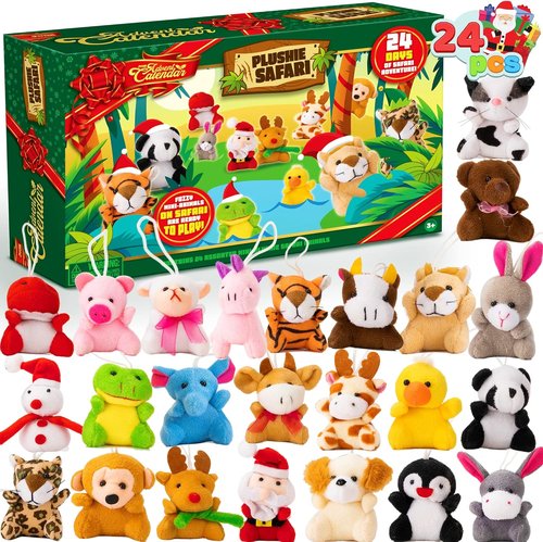 JOYIN Christmas Advent Calendar - 24 Mini Animal Plush Toys for Kids | Countdown to Xmas Fun