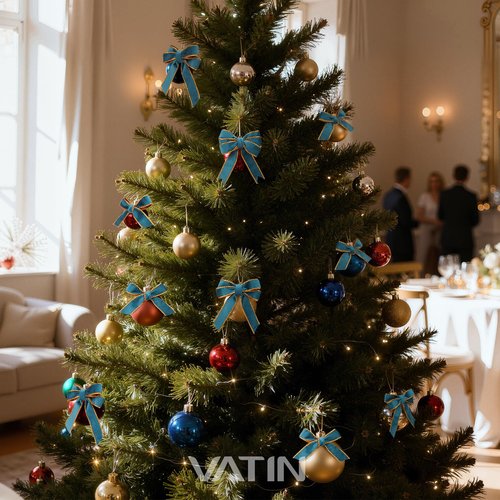VATIN Teal Velvet Wired Ribbon 1" Metallic Teal Velvet Christmas Ribbon for Floral Arrangements Wrapping Gifts Stylish Decor Creation -Continuous 10 Yards