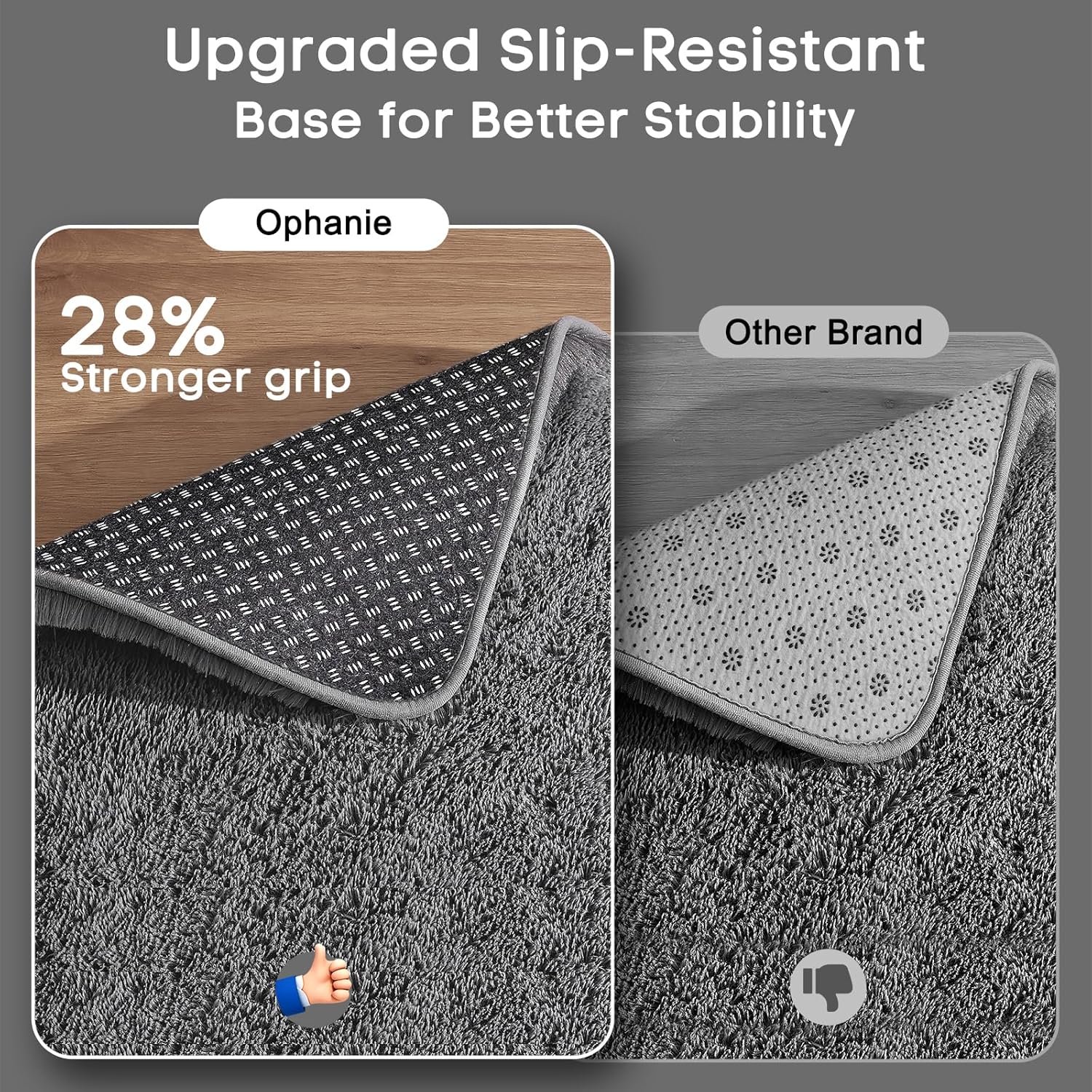 Ophanie Area Rugs - Large 9x12 Grey Shag Carpet | Soft Thick Indoor Rug for Living Room & Nursery