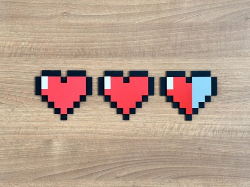 Kubik Letters Game Room Decor – Cool Gaming Stuff, Gamer Gifts for Boys & Men, Retro Wall Sign with Adhesive Tapes, Inspired by Classic Pixel 8-Bit and Block-Building Video Games – 2.5 Hearts