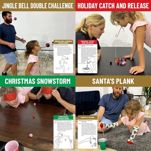 Funwares 24 Days of Christmas Games - Advent Calendar with Fun Minute to Win It Challenges for 2-12 Players