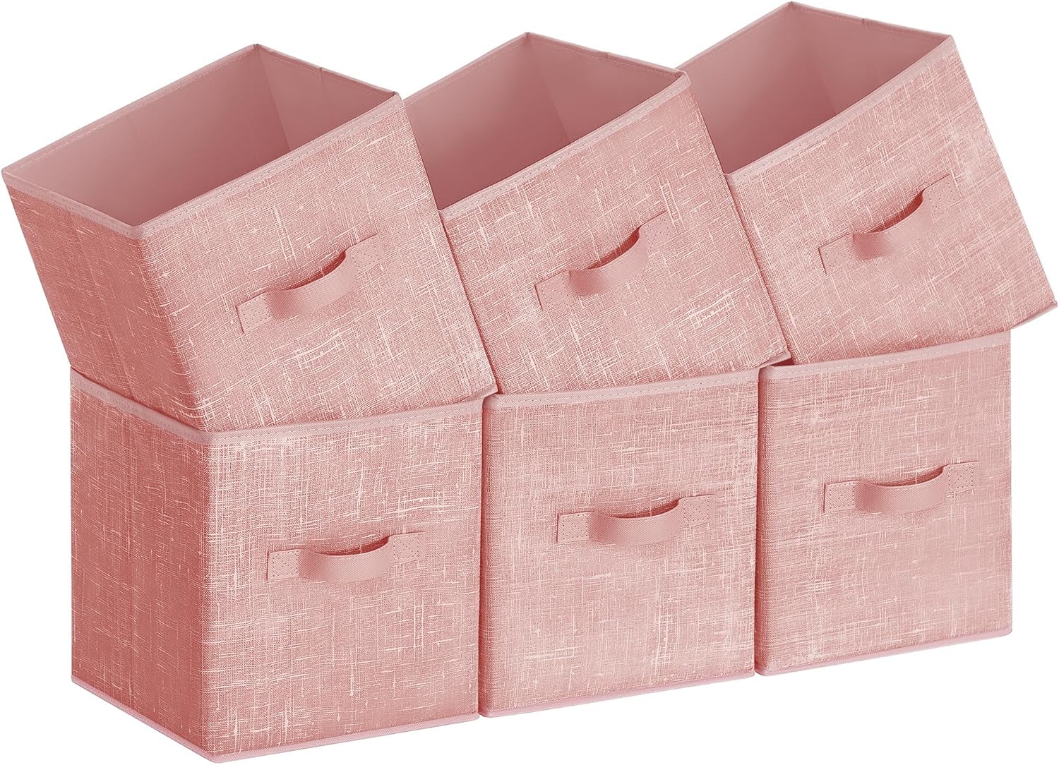 SONGMICS Storage Cubes - 11-Inch Non-Woven Fabric Bins with Double Handles | Set of 6 in Jelly Pink for Closet Organization