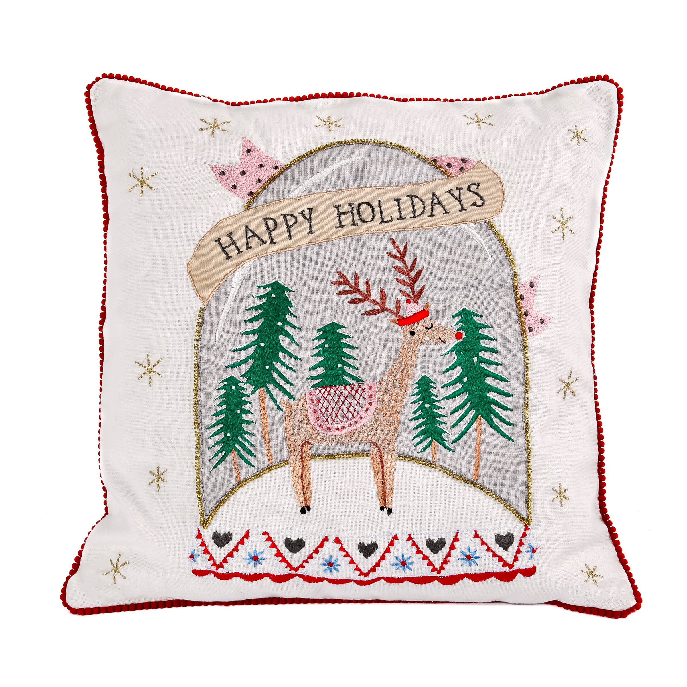 National Tree Company HGTDD94-20348CC Decorative Pillow, White
