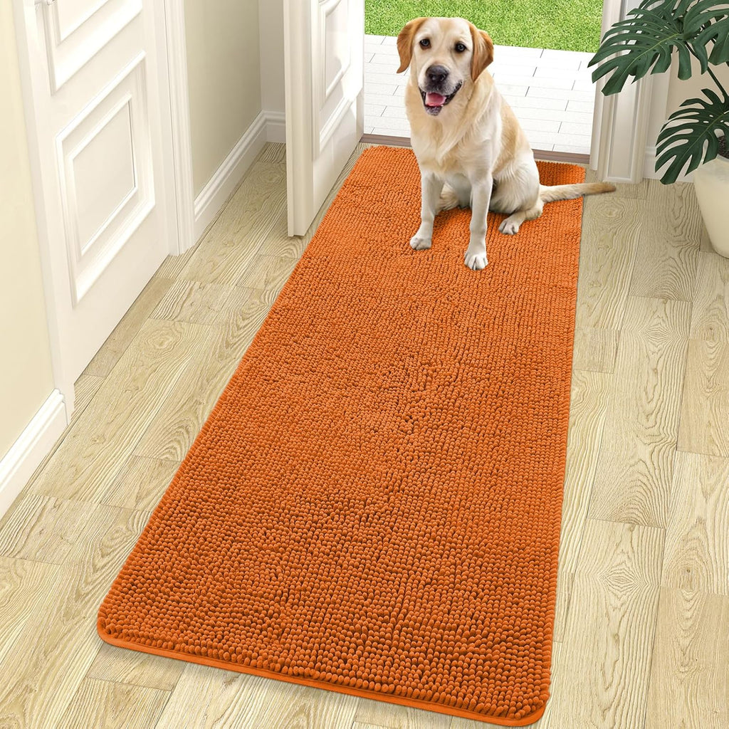 OLANLY Dog Door Mat - Absorbent Non-Slip Chenille Mat for Muddy Paws | 70x24 Inches, Quick Dry Clay Color