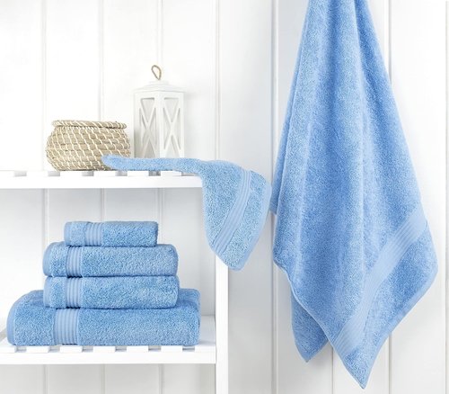 Cotton Paradise 6-Piece Towel Set - 100% Soft Absorbent Turkish Towels | Sky Blue Bath Towels, Hand Towels & Washcloths