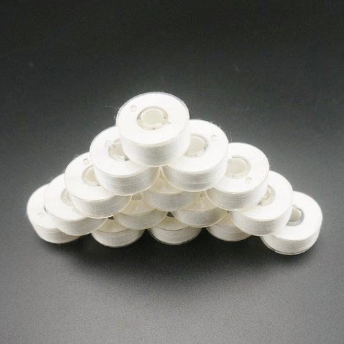 Brothread 25pcs Prewound Bobbin Thread - White 60S/2 (90WT) for Embroidery & Sewing Machines
